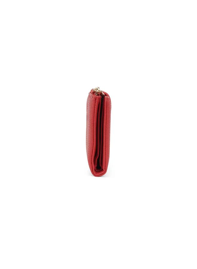 Globus  Red Textured Bi-Fold Wallet with Zip Coin Pocket for Women | Best Price UAE