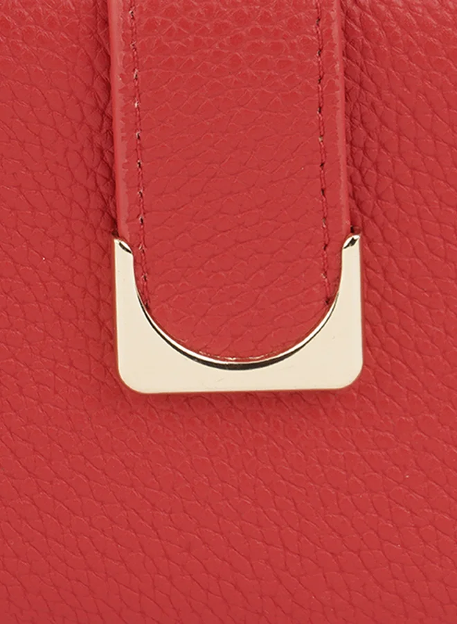 Globus  Red Textured Bi-Fold Wallet with Zip Coin Pocket for Women | Best Price UAE