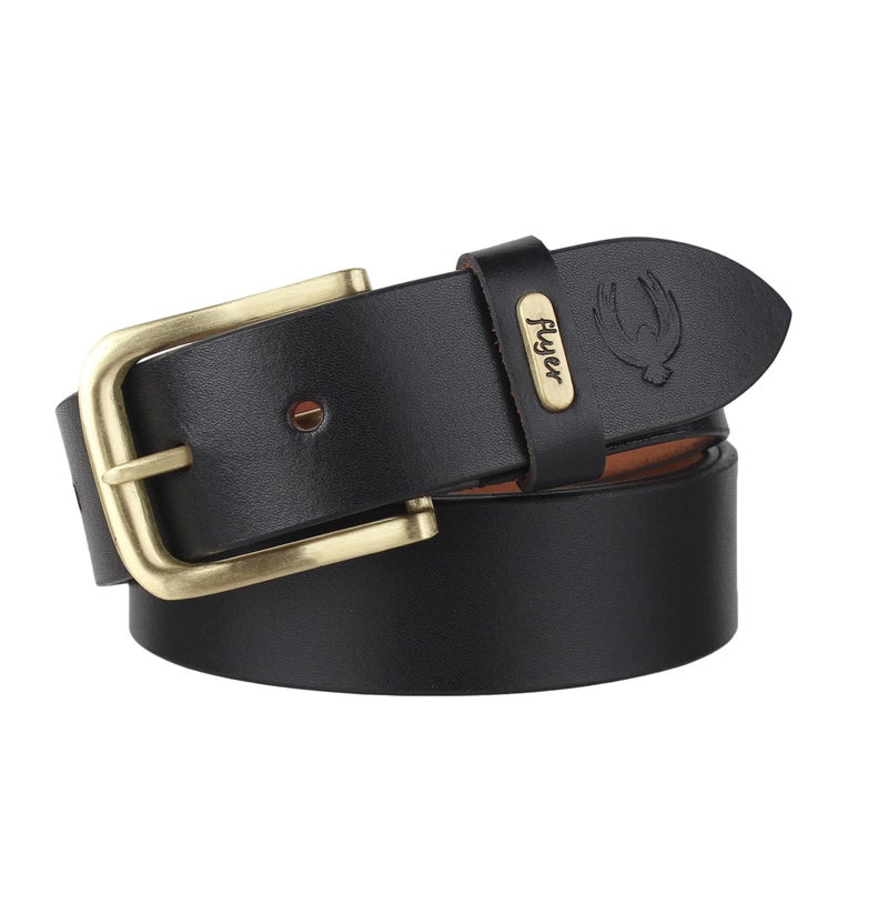 Flyer Oversize belt for men waist 44 to 70 inches Genuine Leather xxxl extra large plus size (Formal/Casual) (Colour-Black) (Size-58) BL908 - Image 1