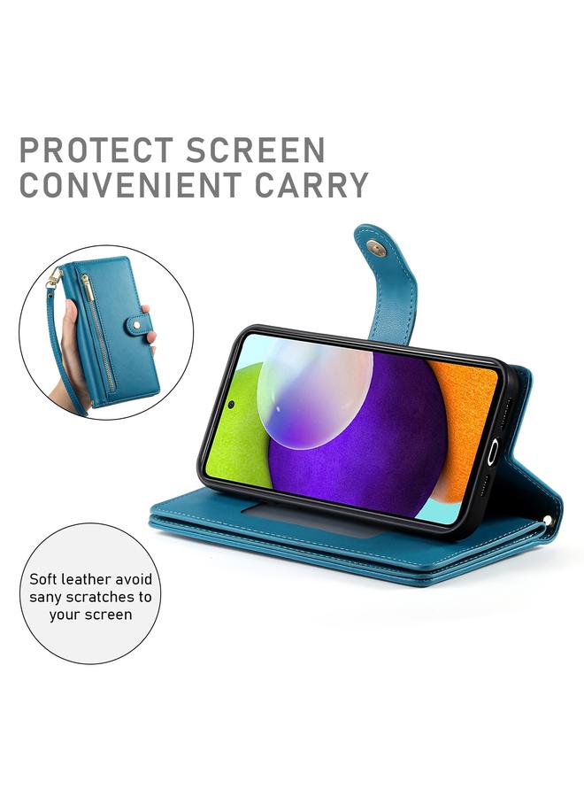 erorex Case For Samsung Galaxy A52 5G / 4G / A52s Nine Card-slot Zipper Wallet Bag Leather Phone Case - Image 4