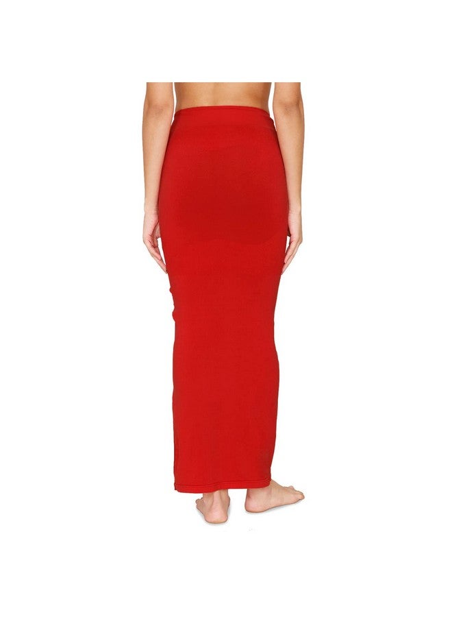 zivame Zivame All Day Seamless Mermaid Saree Shapewear with Removable Drawcord |Shaping Petticoat- Tango Red - Image 3
