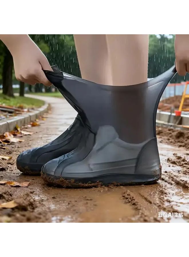 White Heavy Duty Waterproof Latex Shoe Covers For Mud Rain Snow Protection Foldable Unisex - Image 1