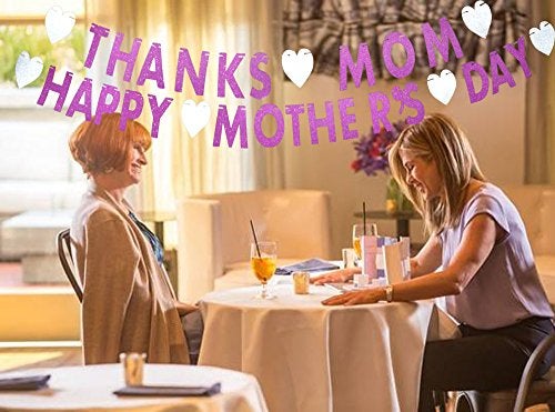 GOER Mother's Day Decorations Happy Mother's Day Thanks Mom Banner Pink Glitter Garland Photo Props - Image 3