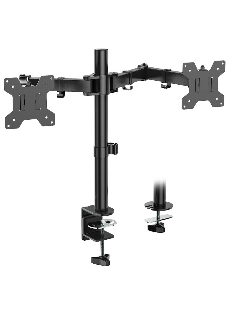 Arabest Dual Monitor Desk Mount Heavy Duty Fully Adjustable Steel Stand Holds 2 Computer Screens up to 32 inches and Max 22lbs Each Black  - Image 1