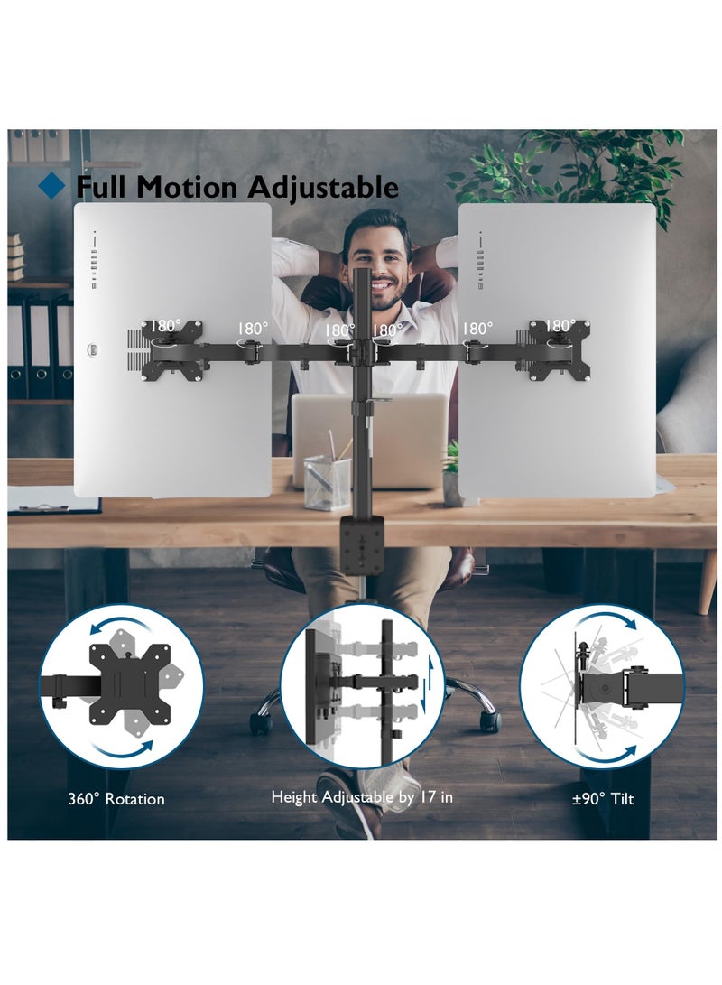 Arabest Dual Monitor Desk Mount Heavy Duty Fully Adjustable Steel Stand Holds 2 Computer Screens up to 32 inches and Max 22lbs Each Black  - Image 3