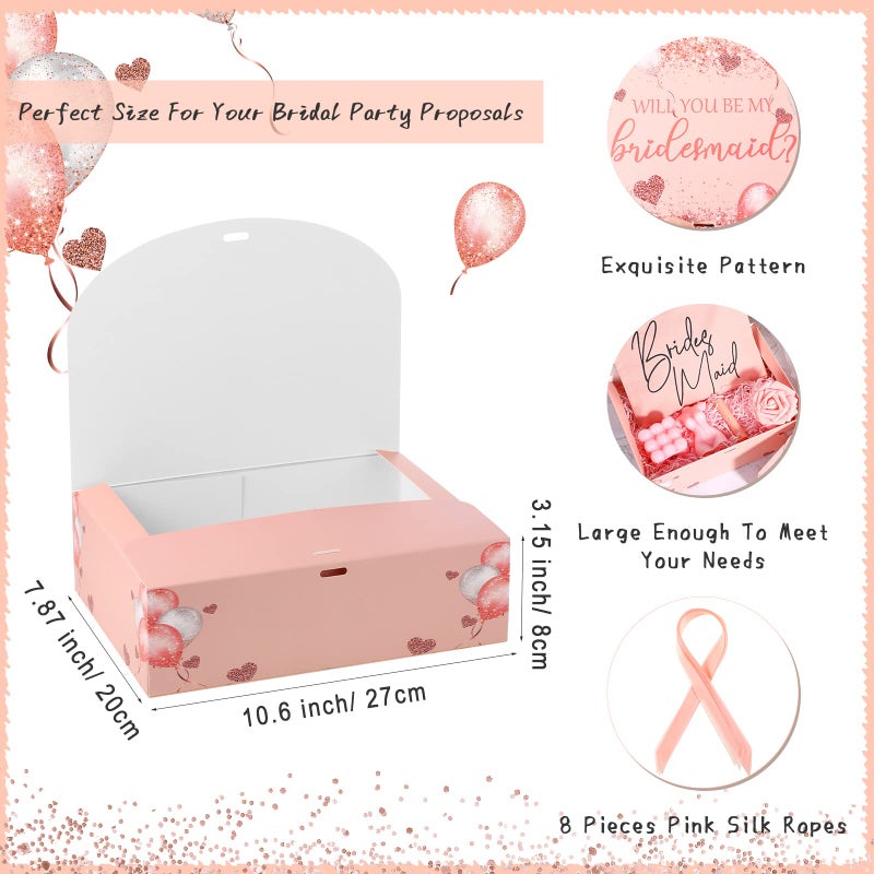 Marspark 8 Pack Balloon Bridesmaid Proposal Gift Boxes with Ribbon 7.87 x 10.6 Inch Will You Be My Maid of Honor Bridesmaid Boxes for Wedding Bridal Shower Packaging Supplies Birthday Party Favors - Image 2
