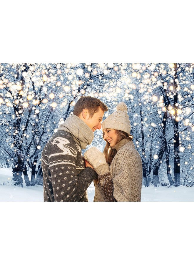 CINRAY Winter Scene Backdrop For Photography 10X8Ft Glitter White Snow Forest Wonderland Landscape Background For Family Christmas Party Decoration Xmas Holiday Portrait Photo Studio Props (120X96 Inch) - Image 3