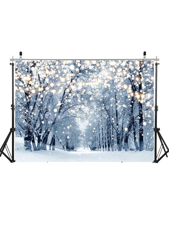 CINRAY Winter Scene Backdrop For Photography 10X8Ft Glitter White Snow Forest Wonderland Landscape Background For Family Christmas Party Decoration Xmas Holiday Portrait Photo Studio Props (120X96 Inch) - Image 2