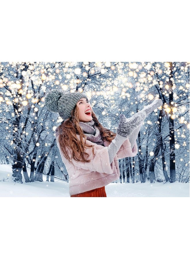 CINRAY Winter Scene Backdrop For Photography 10X8Ft Glitter White Snow Forest Wonderland Landscape Background For Family Christmas Party Decoration Xmas Holiday Portrait Photo Studio Props (120X96 Inch) - Image 4