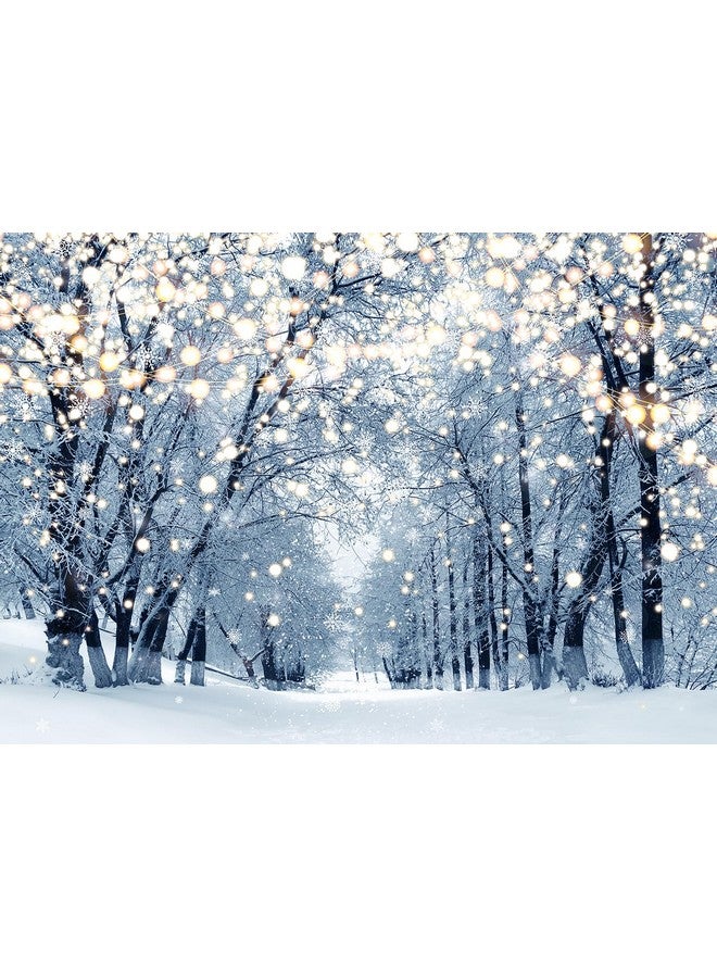 CINRAY Winter Scene Backdrop For Photography 10X8Ft Glitter White Snow Forest Wonderland Landscape Background For Family Christmas Party Decoration Xmas Holiday Portrait Photo Studio Props (120X96 Inch) - Image 1