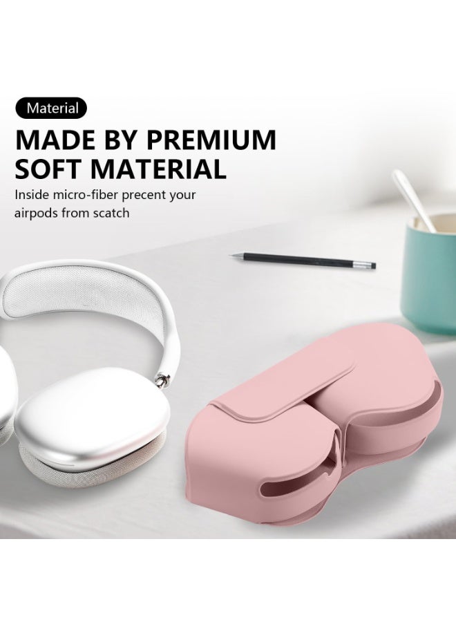 مناسبة لشركة أبل Airpods ماكس حالة واقية, إكسسوار حالة واقية ذكية مع وضع النوم, مصنوعة من الجلد بو, استبدال حقيبة محمولة أصلية مناسبة لشركة Airpods برو ماكس سماعات الأذن,الوردي - Image 4