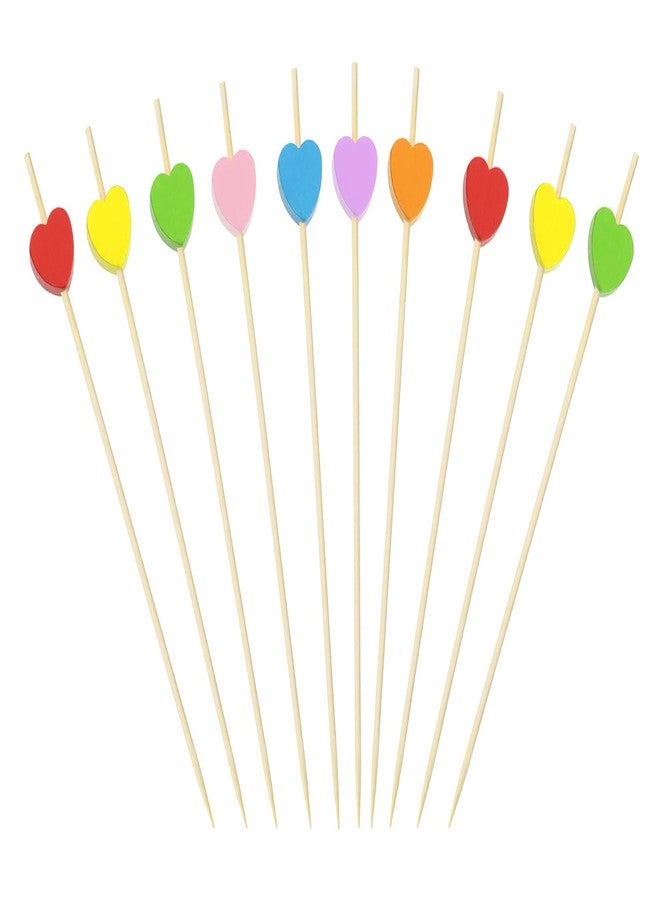 ONLYKXY 20pcs 4.72inch Bamboo Fancy Toothpicks Heart Shape Cocktail Picks for Appetizers Tea Party Bridal Shower Wedding Valentines Food Fruit Drinks Decorative Skewer Sticks (Multicolour) - Image 1