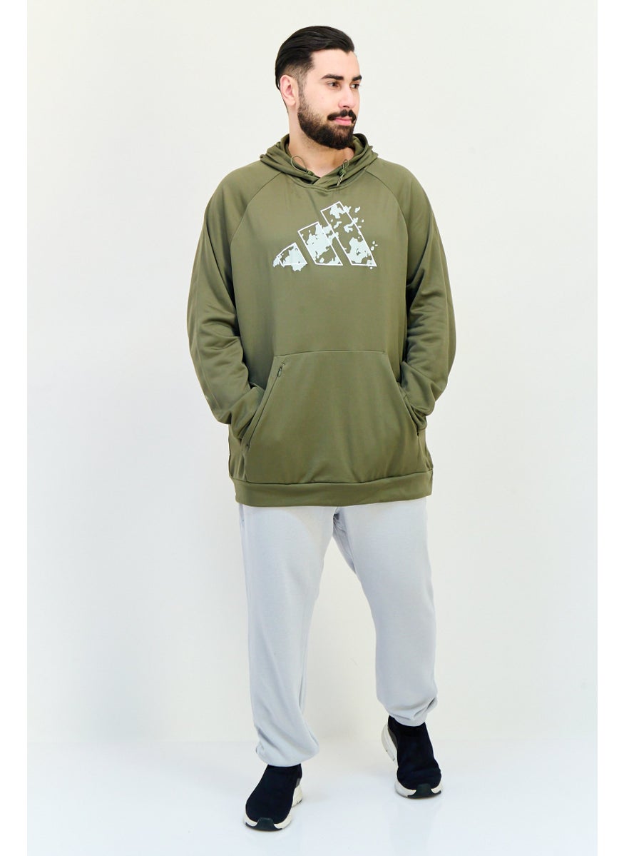 Adidas Men Sportswear Fit Long Sleeve Outdoor Hoodie, Olive  - Image 4