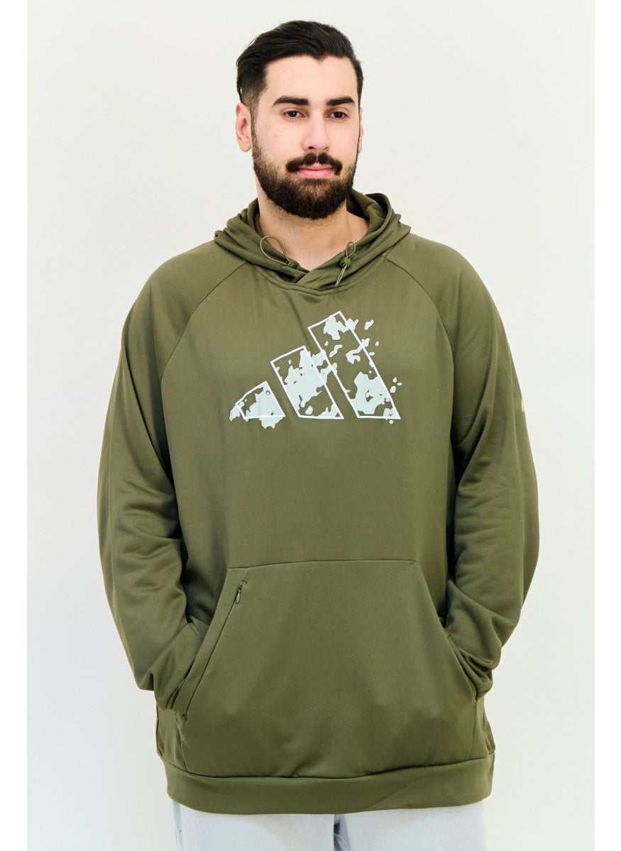 Adidas Men Sportswear Fit Long Sleeve Outdoor Hoodie, Olive  - Image 1