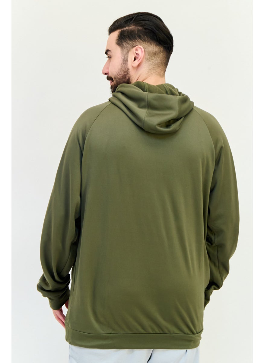 Adidas Men Sportswear Fit Long Sleeve Outdoor Hoodie, Olive  - Image 3