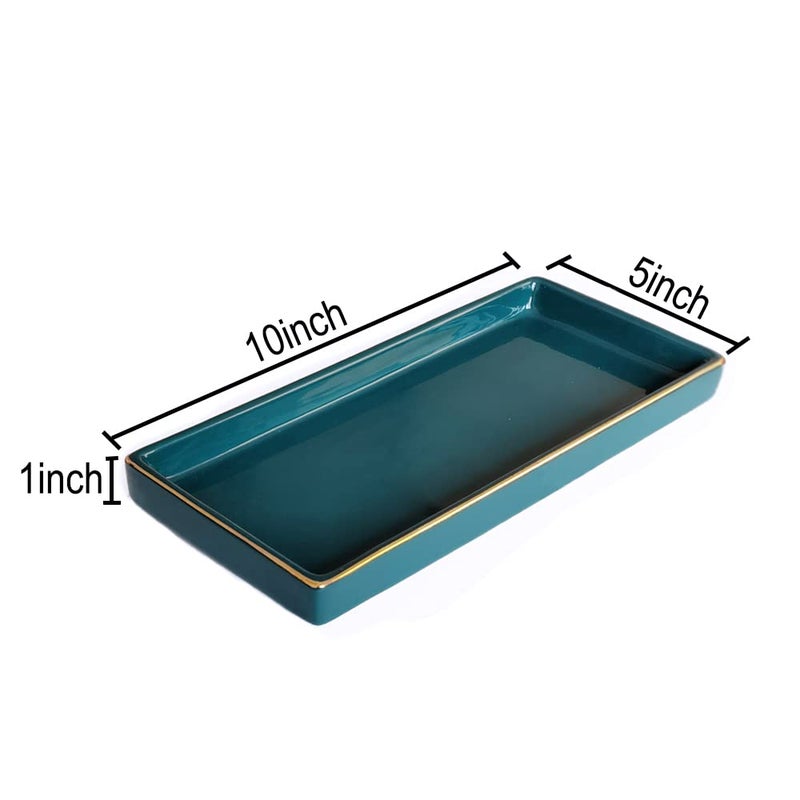 HANKOR 10 x 5 Ceramic Bathroom Tray for Countertop, Decorative Vanity Tray for Dresser Tops, Small Rectangular Trays for Perfume, Candle, Jewelry, Cosmetics (Green) - Image 5
