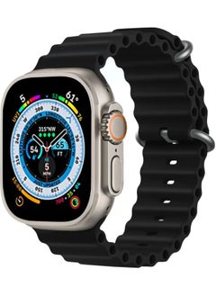 for Apple Watch Band Strap 42mm 44mm 45mm 49mm Ocean Soft Silicone Wristband Sport Replacement Bands with Adjustable Stainless Steel Buckle for iWatch Ultra Series 8 7 SE 6 5 4 3 2 1（Black）