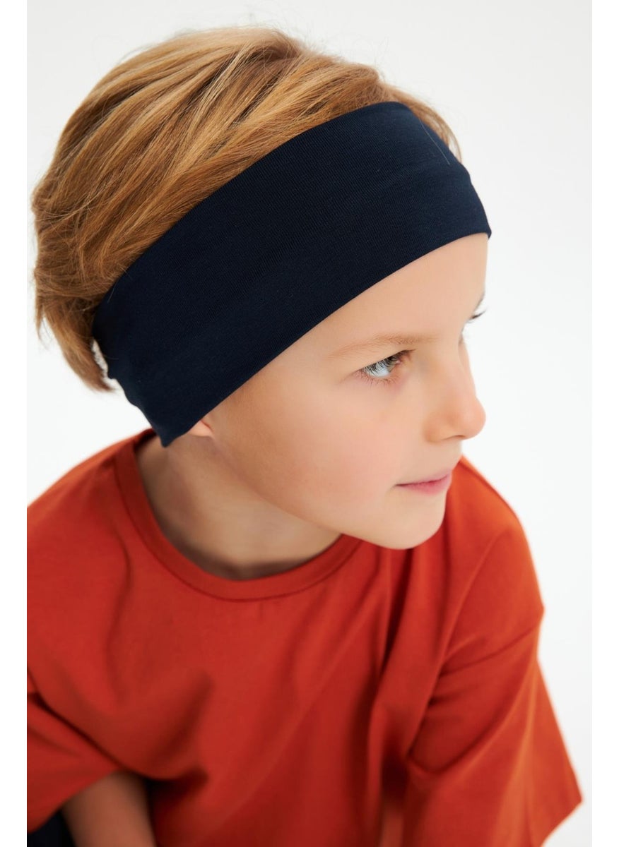 Babygiz Navy Blue-Brick Boy's Cotton Combed Oversize Gray T-Shirt Navy Blue Bandana 2-Piece Set  - Image 2