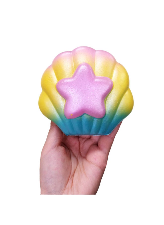 Generic PU Foam Slow Rebound Cute Colorful Fragrance Big Shell Squishy Squeeze Decompression Toy Pinch Music-Color:Yellow Colorful-Specifications:13*12*5cm  - Image 4