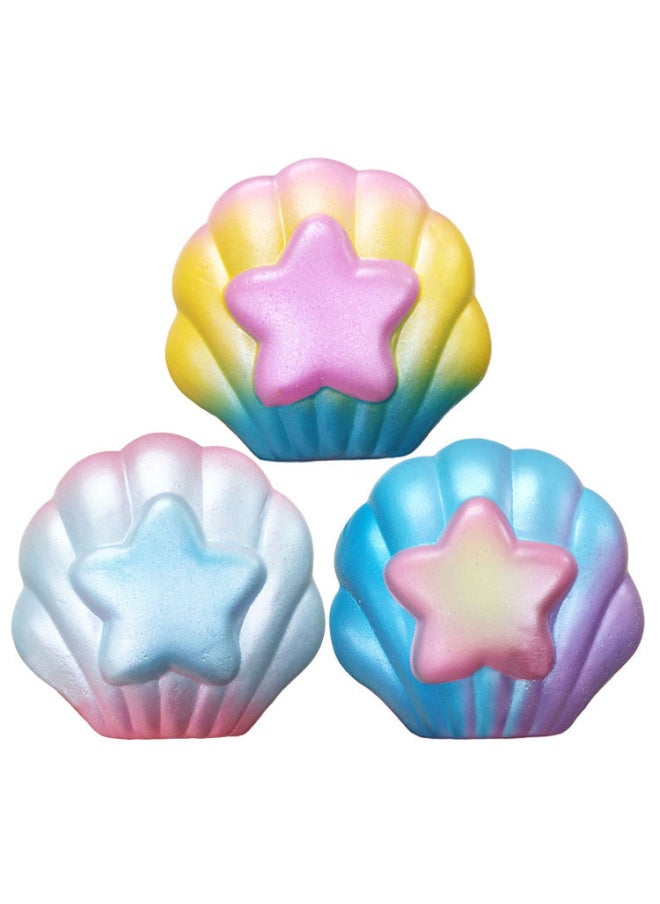 Generic PU Foam Slow Rebound Cute Colorful Fragrance Big Shell Squishy Squeeze Decompression Toy Pinch Music-Color:Yellow Colorful-Specifications:13*12*5cm  - Image 2