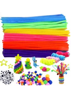 Mordely 500 Pcs Pipe Cleaners Craft Supplies, Including 100 Pcs Pipe Cleaners 200 Pcs Pom Poms Arts and Crafts 200 Pcs Wiggle Googly Eyes Self Adhesive  - Image 1