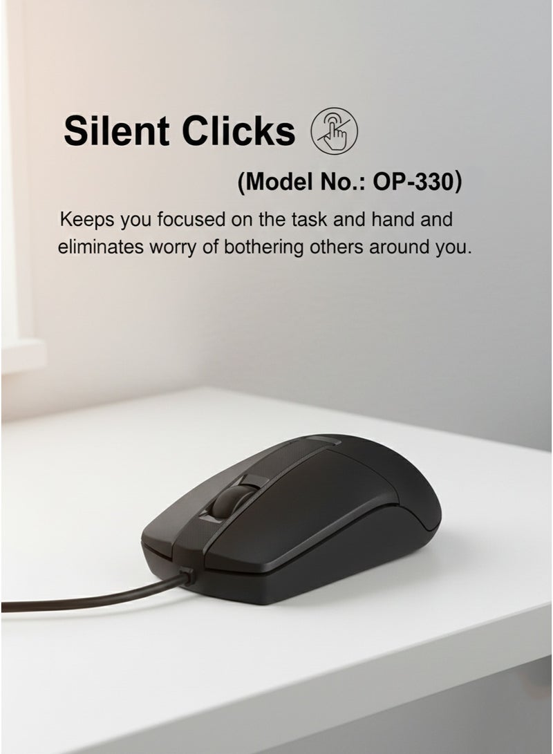 A4TECH OP-330 Optical Wired Mouse, Hyper-Fast Scrolling, 1200 DPI Precision, Contoured Design with 8 Gestures & 4-Way Wheel - Image 2