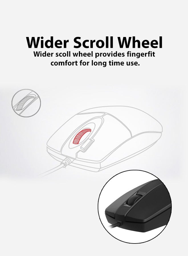 A4TECH OP-330 Optical Wired Mouse, Hyper-Fast Scrolling, 1200 DPI Precision, Contoured Design with 8 Gestures & 4-Way Wheel - Image 4