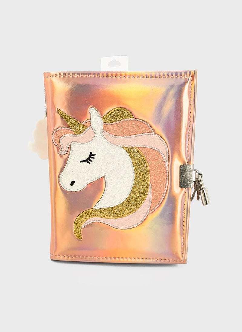 Claires Pink Unicorn Diary Lock And Key - Image 1