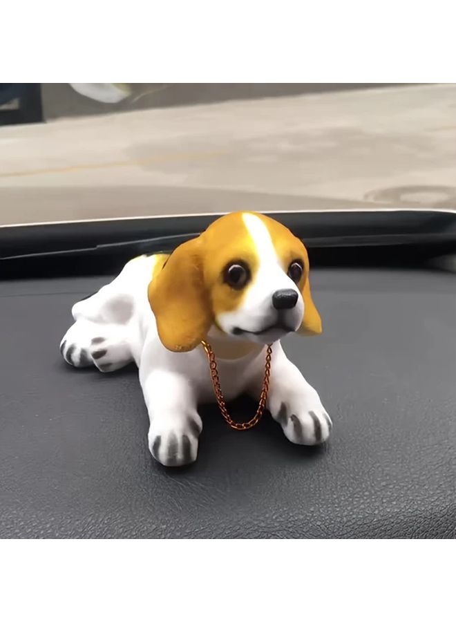 Yellow Dog Head Shaking Car Ornament Desktop Decor Gift for Office Auto - Image 1