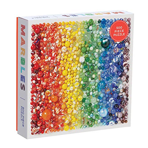 Galison 500 Piece Rainbow Marbles Jigsaw Puzzle for Families and Adults, Finished Puzzle is a Unique Rainbow Image, Photo Art Puzzle Includes Varying Colors and Sizes of Marbles - Image 1