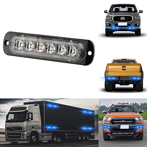 KaiDengZhe4Pcs 6LED Blue Ultra Slim Sync Feature Warning Emergency Beacon Hazard Flash Caution Strobe Light Bar Surface Mount for Car Truck 12-24V - Image 5