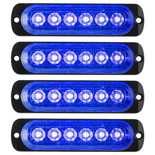 KaiDengZhe4Pcs 6LED Blue Ultra Slim Sync Feature Warning Emergency Beacon Hazard Flash Caution Strobe Light Bar Surface Mount for Car Truck 12-24V - Image 1