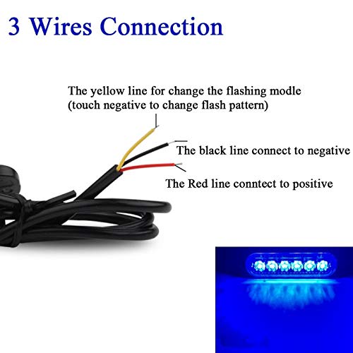 KaiDengZhe4Pcs 6LED Blue Ultra Slim Sync Feature Warning Emergency Beacon Hazard Flash Caution Strobe Light Bar Surface Mount for Car Truck 12-24V - Image 3