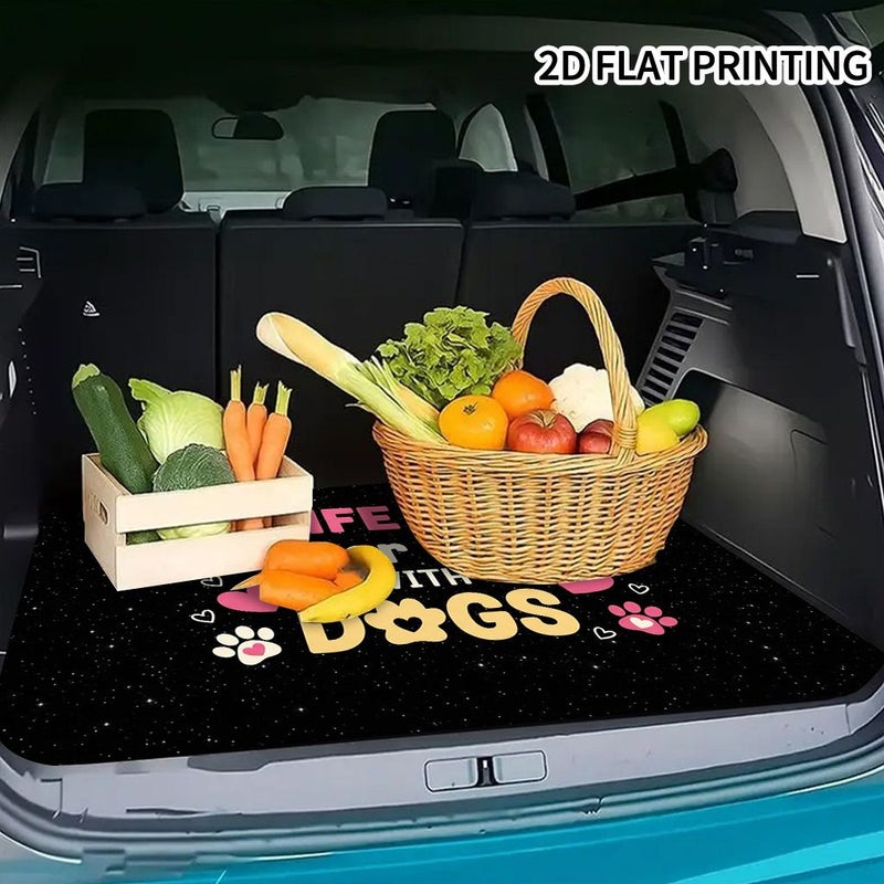 Heart Paw Print Life Is Better With Dogs Car Trunk Mat 75x100cm Non Slip Durable Protective Floor Cover Fits Most Vehicles Easy Clean Machine Washable - Image 5