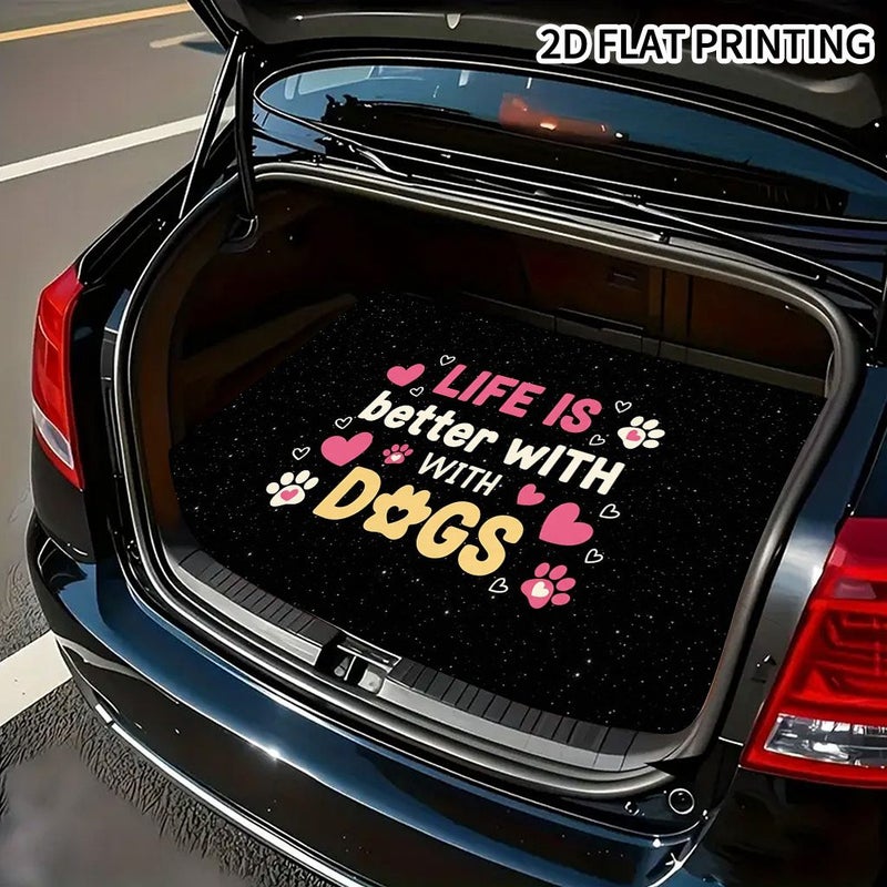 Heart Paw Print Life Is Better With Dogs Car Trunk Mat 75x100cm Non Slip Durable Protective Floor Cover Fits Most Vehicles Easy Clean Machine Washable - Image 2