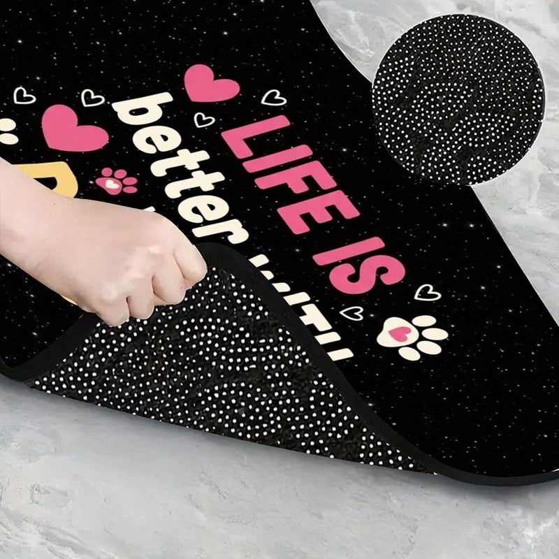 Heart Paw Print Life Is Better With Dogs Car Trunk Mat 75x100cm Non Slip Durable Protective Floor Cover Fits Most Vehicles Easy Clean Machine Washable - Image 4