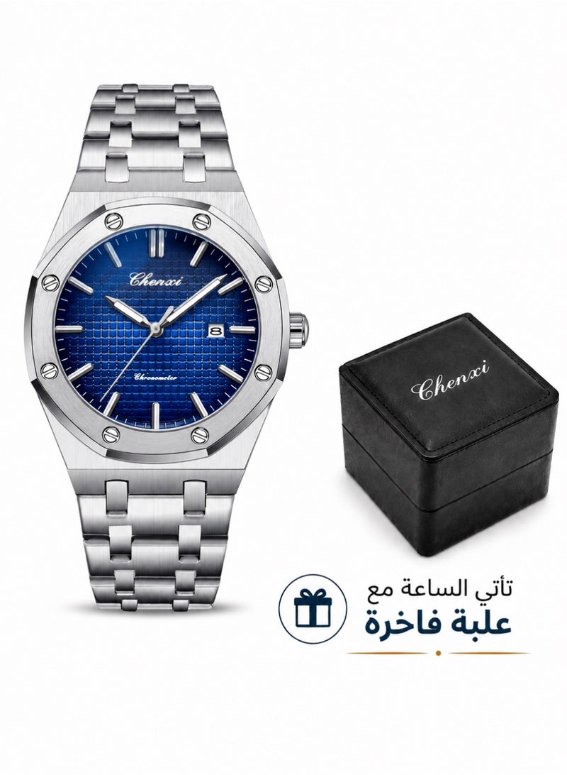 Chenxi Men’s Quartz Wrist Watch with Luxury Modern Design, Water Resistant, Scratch-Resistant Glass, Full Stainless Steel with Elegant Box - Image 1