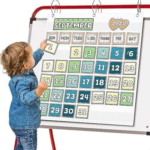 EAMAY Classroom Monthly Calendar Pocket Chart for 2.75 * 2.75 Cards,Homeschool Supplies and Classroom Must Haves! Only Chart(White) - Image 5