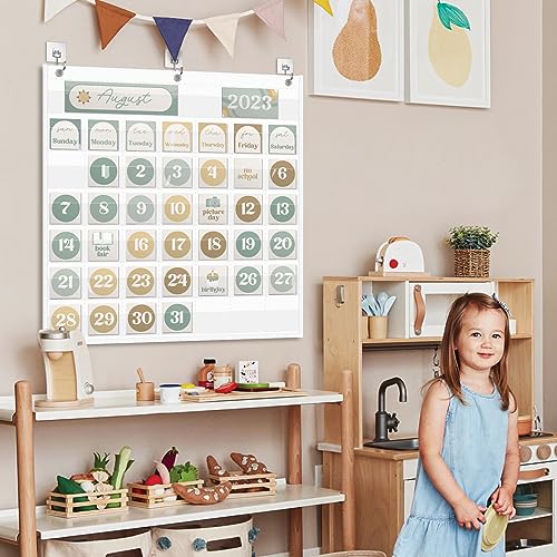 EAMAY Classroom Monthly Calendar Pocket Chart for 2.75 * 2.75 Cards,Homeschool Supplies and Classroom Must Haves! Only Chart(White) - Image 3
