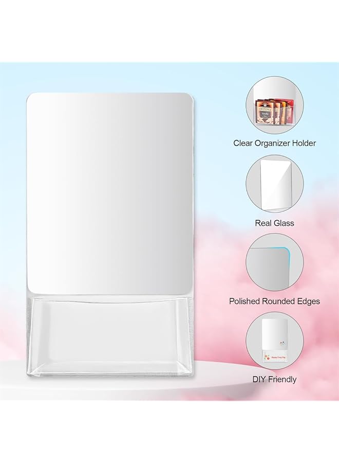 erorex Magnetic Locker Mirror 6.69 Inch X 5.51 Inch Real Glass Mirror With Holder Bag And Magnetic Backing For Coat Lockers School Locker Household Refrigerator Office Cabinet  - Image 2