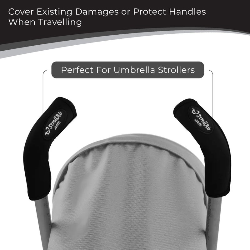 StrollAir Set of Two 9 inch Universal Handle Sleeve Covers, Black, 9" - Image 4
