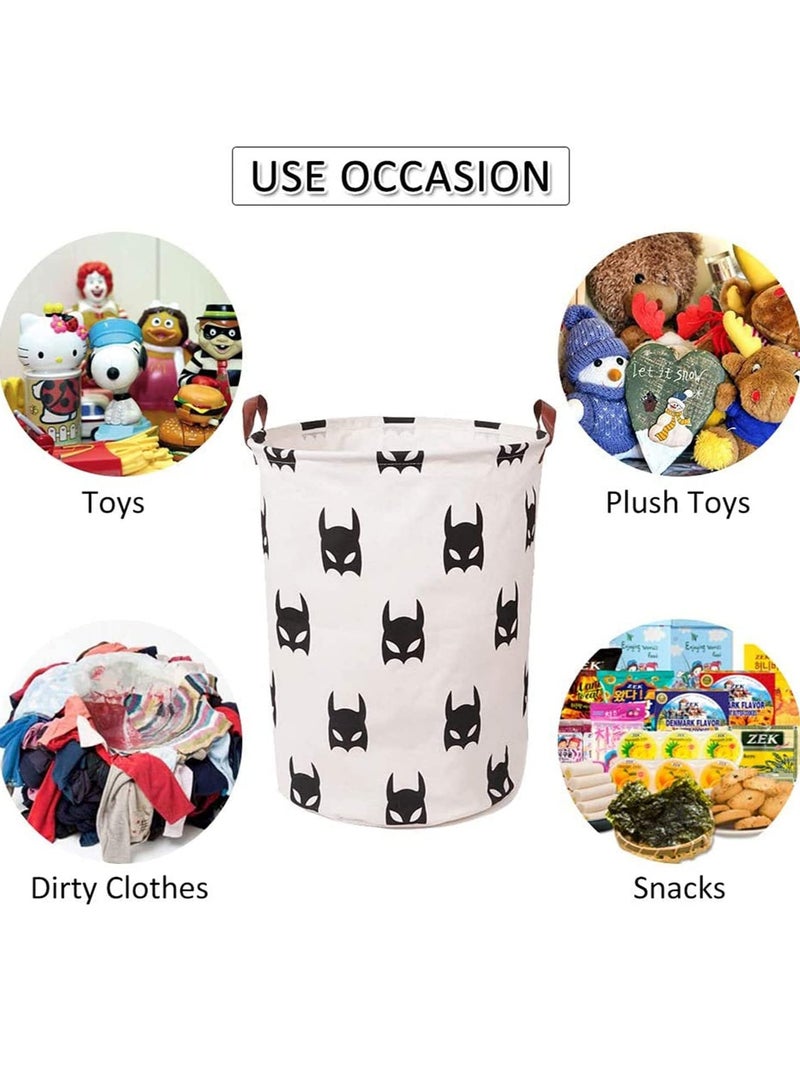 Zikra Laundry Basket Canvas Fabric Collapsible Organizer Basket for Storage Bin Toy Bins Gift Baskets Bedroom Clothes Children Nursery Hamper Waterproof Large Storage baskets (Bat) - Image 1