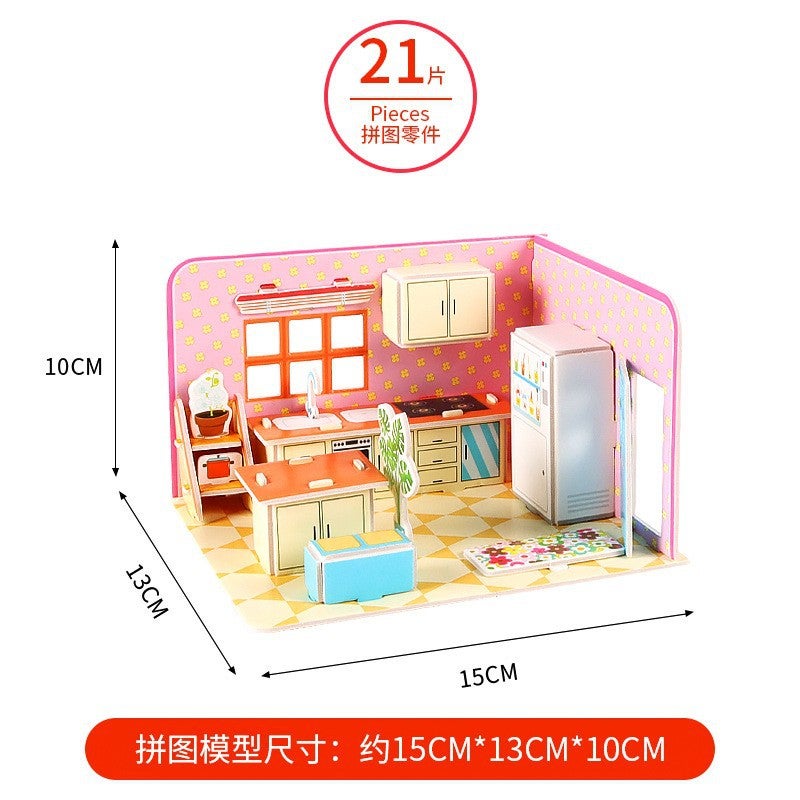 3D Three-Dimensional Puzzle Children'S Parent-Child Toy Building House Handmade Puzzle Paper Model Gift Assembly Interaction - Image 1
