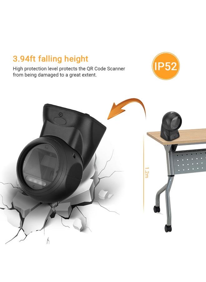 Thoraya 1D & 2D Desktop Scanner 46° Reading Angle ≥5mil High Precision Desktop Barcode Scanner  - Image 5