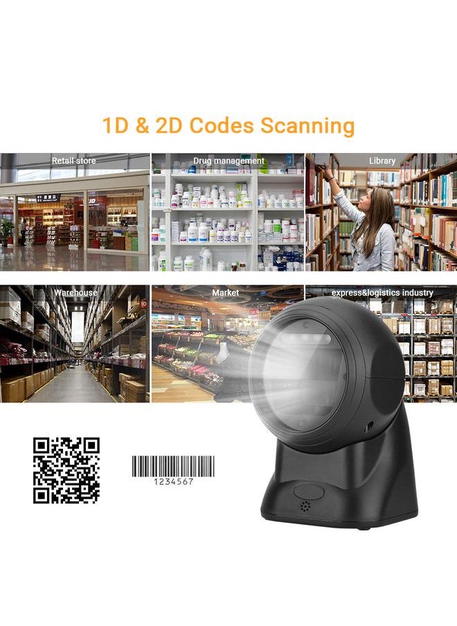 Thoraya - 1D & 2D Desktop Scanner 46° Reading Angle ≥5mil High Precision Desktop Barcode Scanner - Image 1