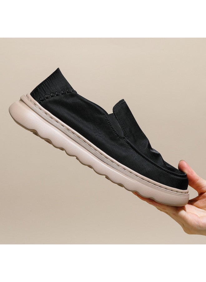 Fapai New Solid Color Versatile Loafers Autumn Breathable Lightweight Canvas Shoes Slip-on Casual Sneakers - Image 4
