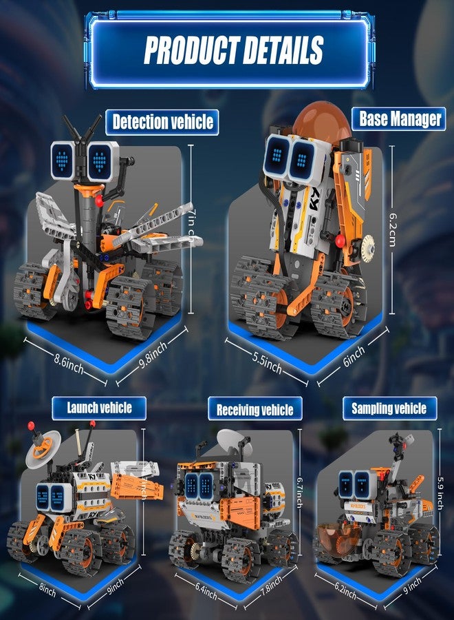 Sciencow 5 in 1 Space Robot Building Set, STEM Robotic Car Toy Kit, Remote & APP Controlled Building Robotics Toy, Christmas Birthday Gifts for Age 8-12 yrs Boys - Image 5