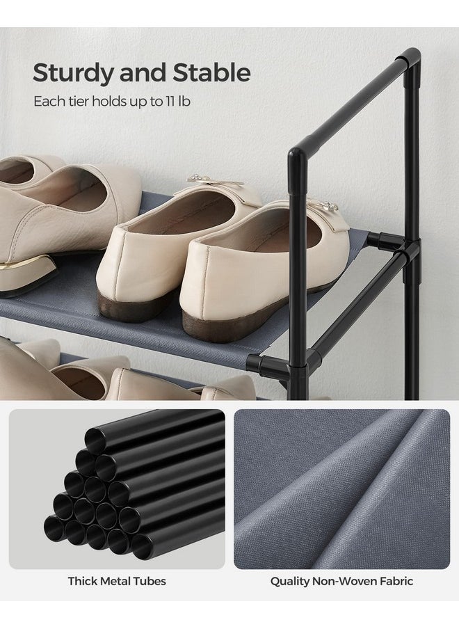 SONGMICS SONGMICS Shoe Rack, 10 Tier Shoe Shelf, Shoe Storage Organizer, Space-Saving, 11 x 17.7 x 68.1 Inches, Metal Frame, Non-Woven Fabric Shelves, for Entryway, Bedroom, Grey ULSH010G01  - Image 4