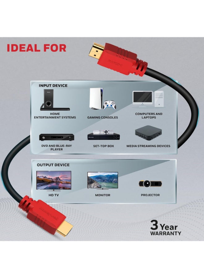 Honeywell Renewed - HDMI Cable v1.4 with Ethernet High Speed Hdmi Cable 10.2GBPS, 2M Black - Image 3