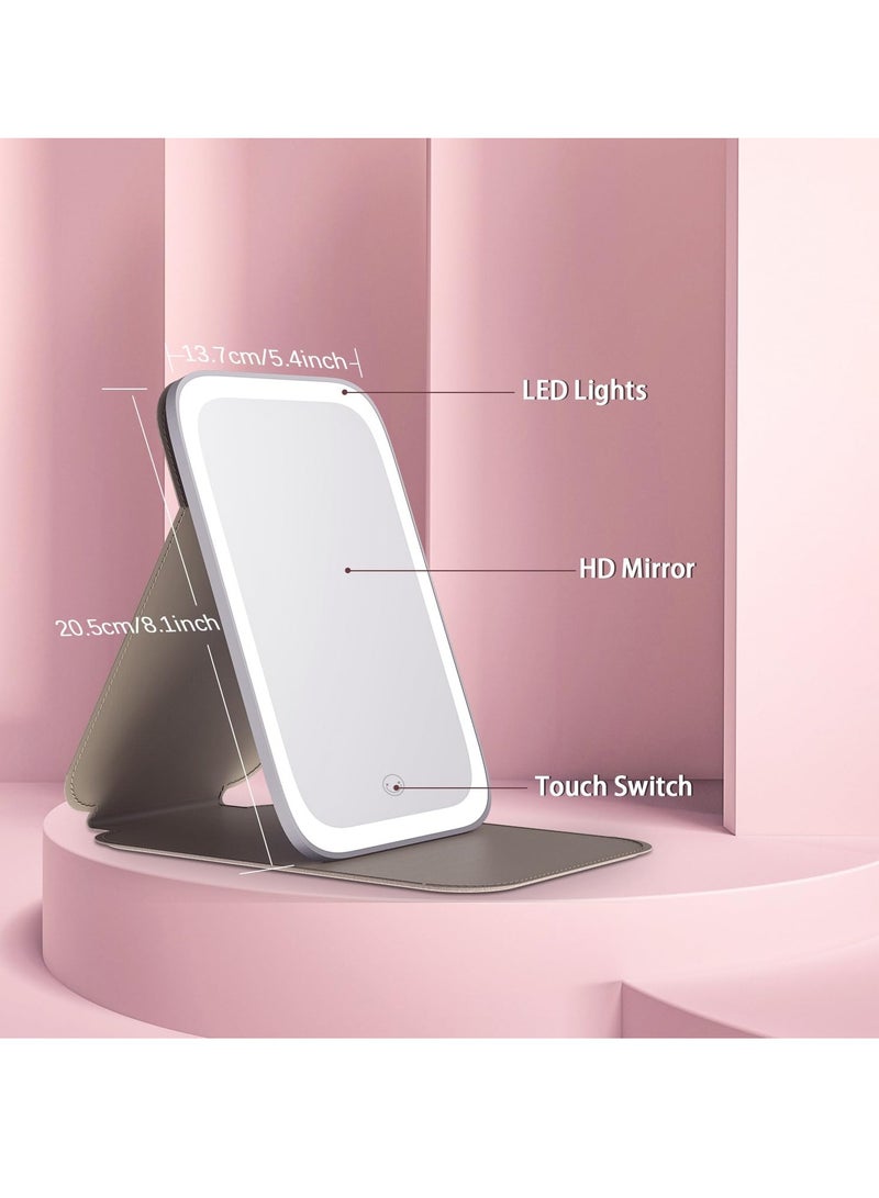 tekstap Makeup Mirror with Light, Rechargeable 360°Rotation Vanity Mirror with Leather Cover, 3 Color Temperature  - Image 5